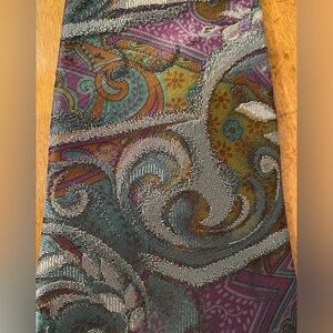 Oscar De La Renta Studio Mens Tie Necktie Green Purple Paisley Swirly 58”